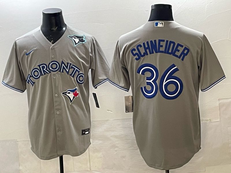 Men 2025 Nike Toronto Blue Jays #36 Schneider Grey Game MLB Jersey 04->toronto blue jays->MLB Jersey